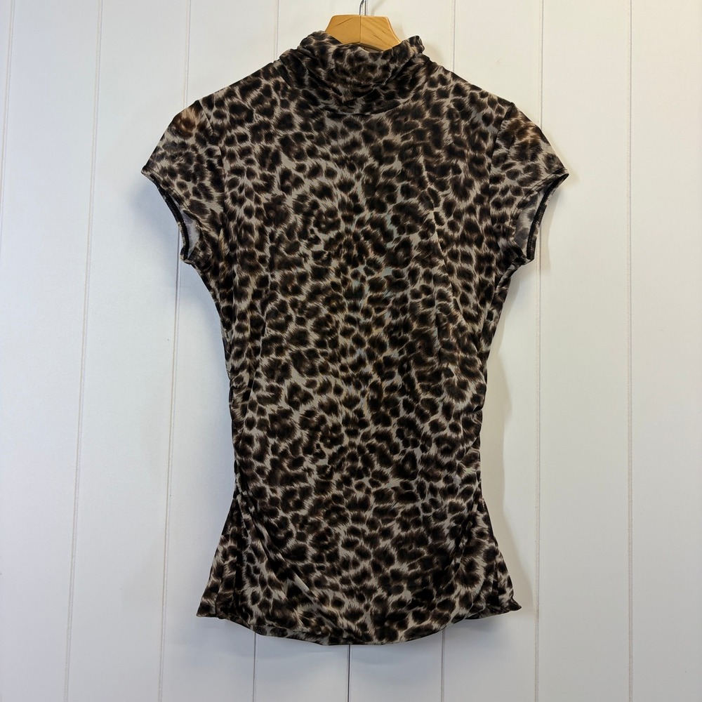 Vintage Kenneth Cole New York Y2K Leopard Print Mesh Top Women Size M Mob Wife